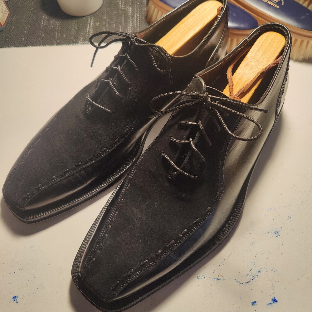 Elegant Black Leather and suede Dress Shoes